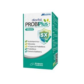 Probiplus-Adulto-con-Probiótico,-Prebióticos,-Vitaminas,-Minerales-y-Extracto-Edelberry-30-Cápsulas-imagen