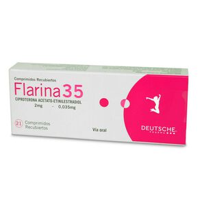 Flarina-35-Ciproterona-Acetato-2-mg-Etinilestradiol-0,035-mg-21-Comprimidos-imagen