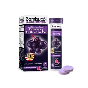 Sambucol-Tabletas-efervescente-Vitamina-C-60-mg-Zinc-7,5-mg-15-Tabletas-efervescentes-sabor-a-Black-Elderberry-(berries)-Vegano-libre-de-alérgenos-libre-de-colorantes-y-saborizantes-artificiales-imagen