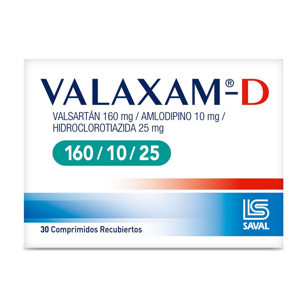 Valaxam-D-Valsartán-160-mg-Amlodipino-10-mg-Hidroclorotiazida-25-mg-30-Comprimidos-Recubiertos-imagen-1