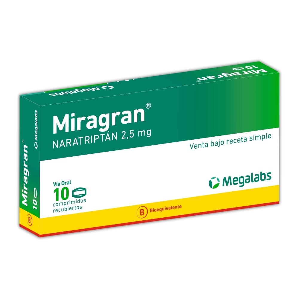 Miragran Naratriptan 2,5 mg 10 Comprimidos Recubiertos