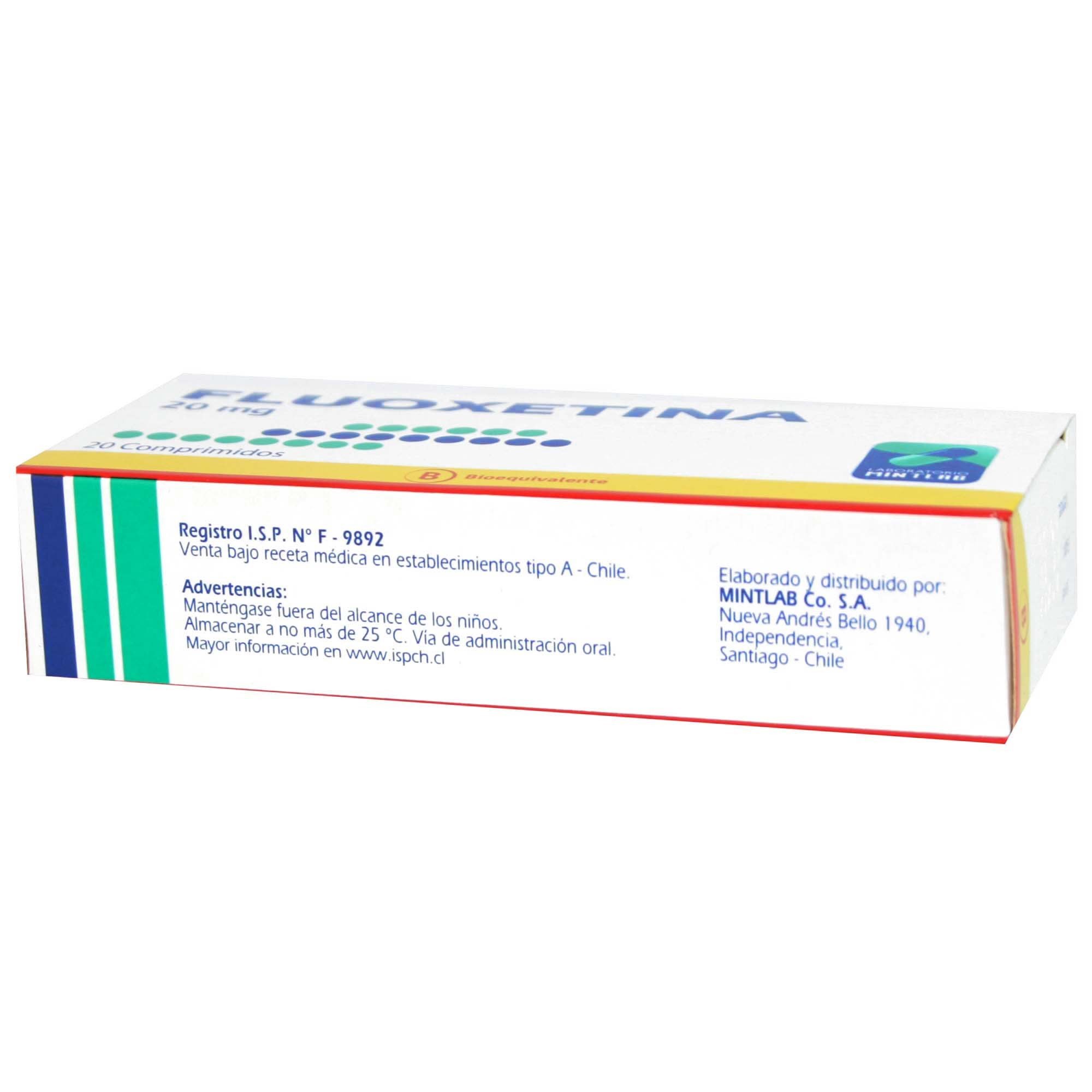 Fluoxetina 20 mg 20 Comprimidos Genéricos | Farmacias Cruz Verde