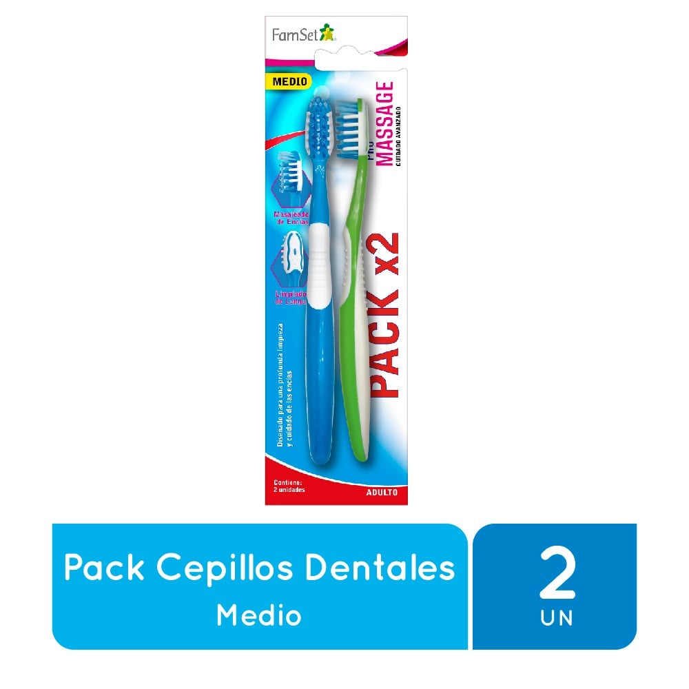 Cepillo Dental Adulto Medio x2 | Cruz Verde