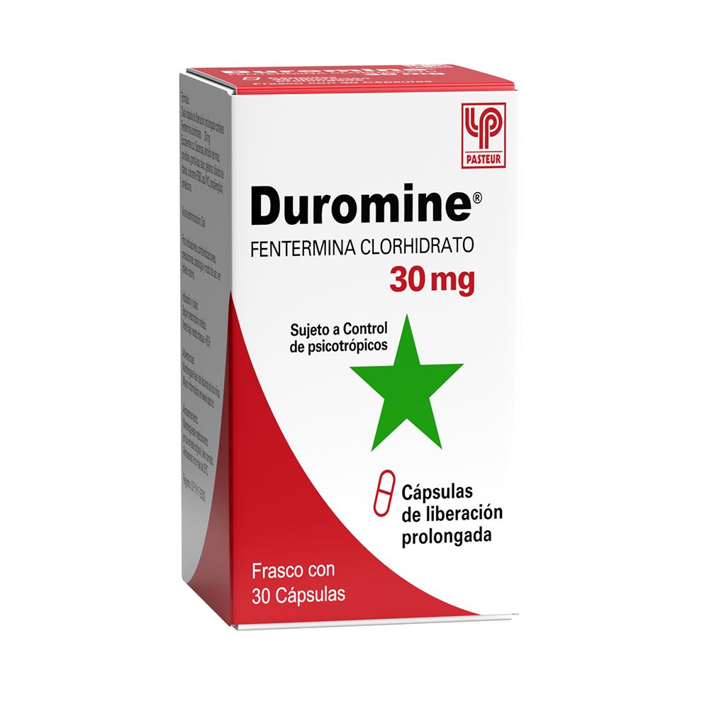 Duromine Capsulas Liberacion Prolongada Fentermina 30 mg 30 Capsulas