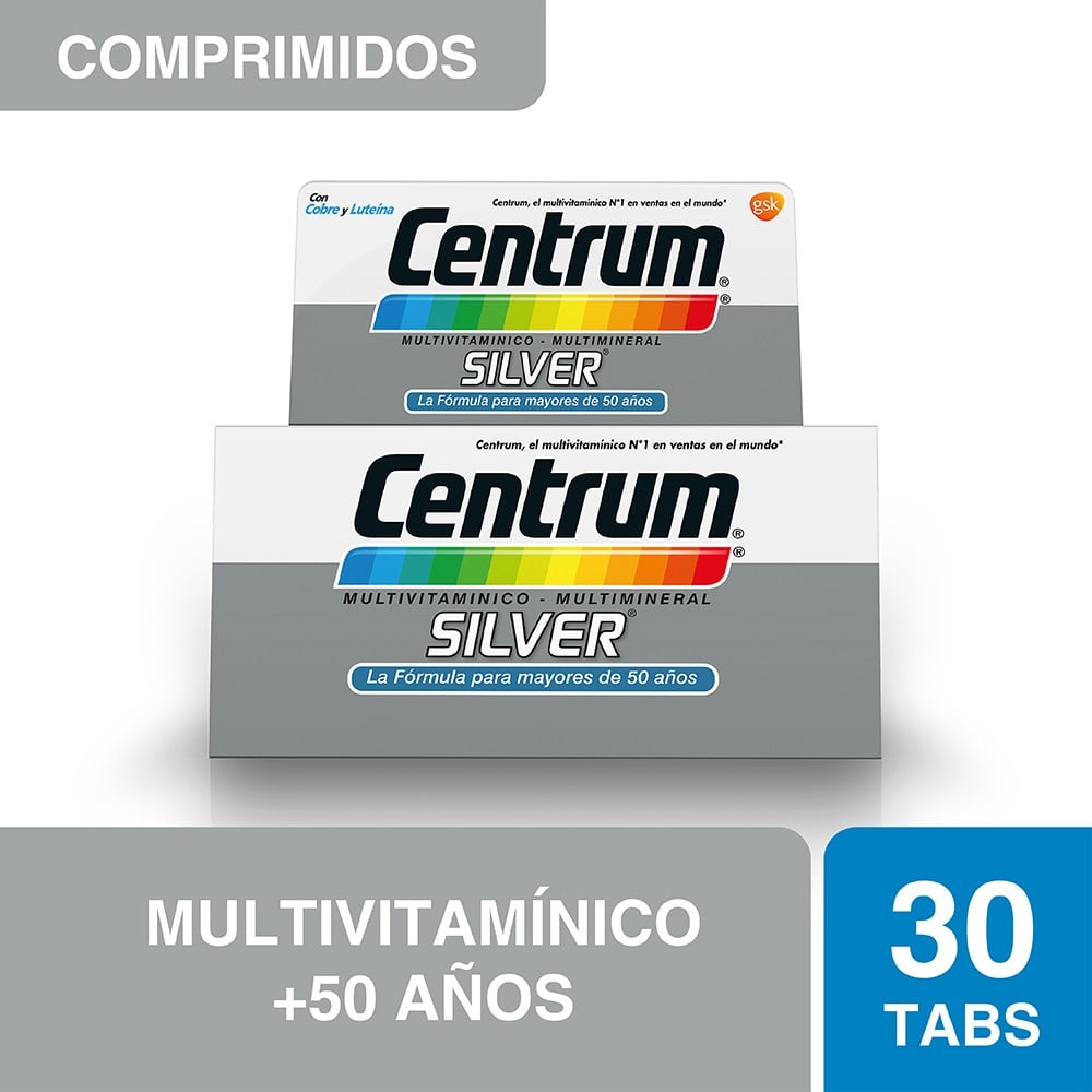 Centrum Silver Multivitaminico Multimineral Para Mayores De 50 Años 30 Comprimidos Cruz Verde 1844