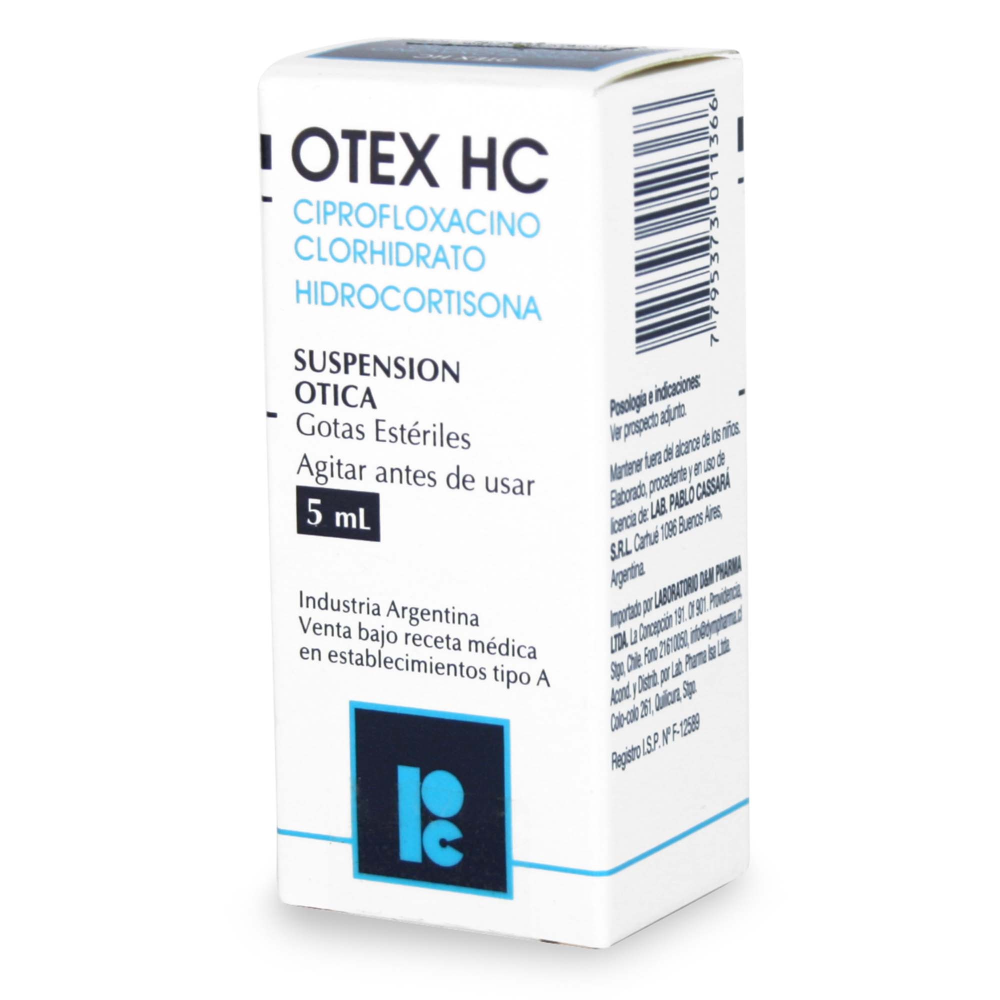 Otex HC Ciprofloxacino 0,2% Solución Otologica 5 mL | Farmacias Cruz Verde