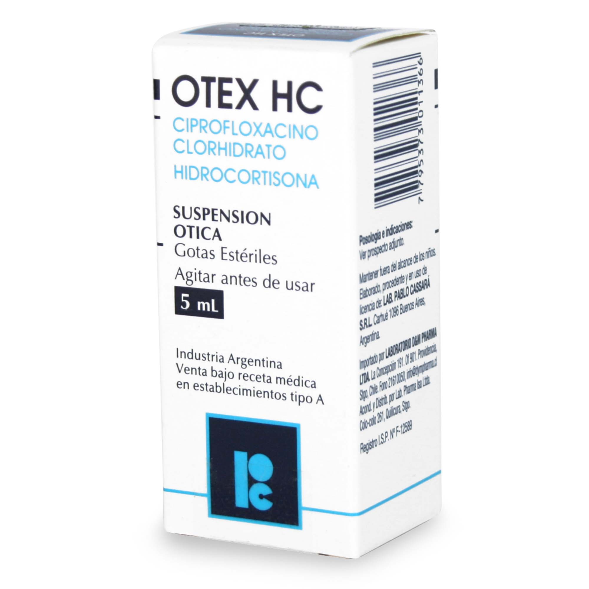 Otex HC Ciprofloxacino 0,2% Solución Otologica 5 mL
