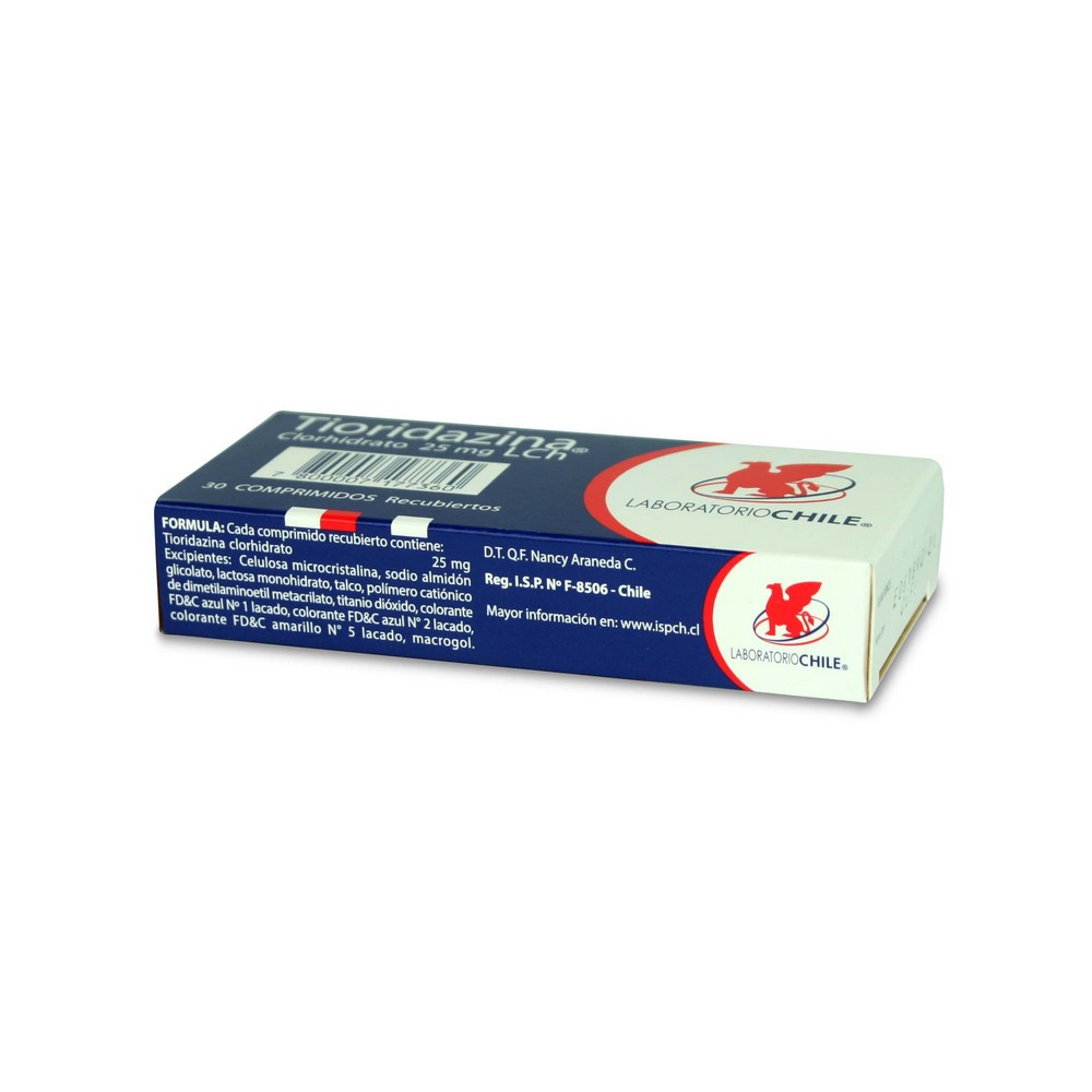 Tioridazina 25 mg 30 Comprimidos Cruz Verde
