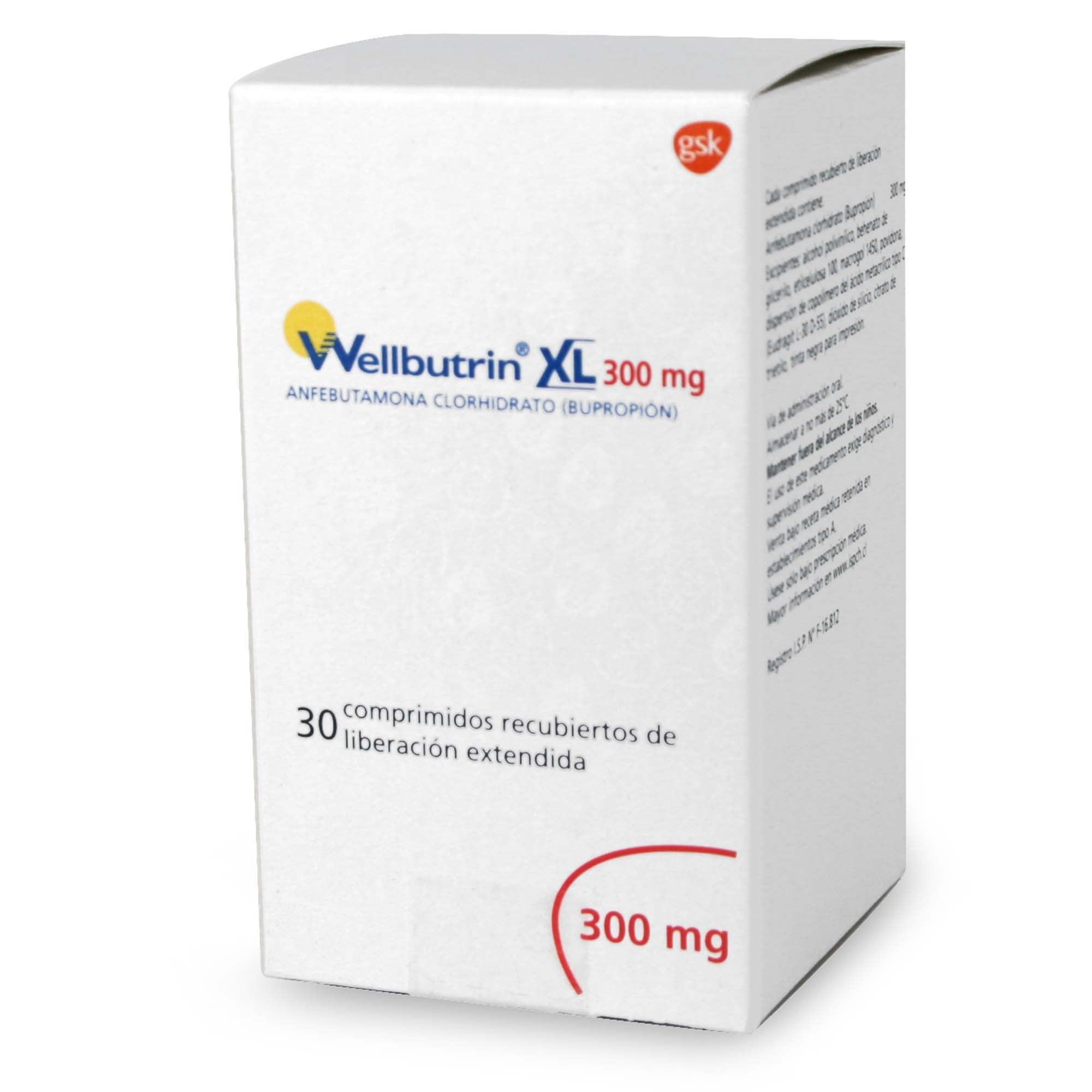 Wellbutrin XL Bupropión 300 mg 30 Comprimidos de Liberación Prolongada