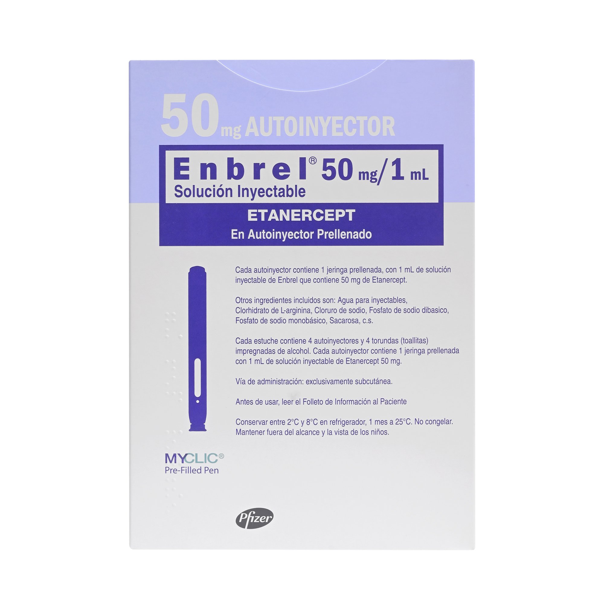 Enbrel Etanercept 50 mg / 1 mL 4 Jeringas Pre Llenadas Farmacias Cruz