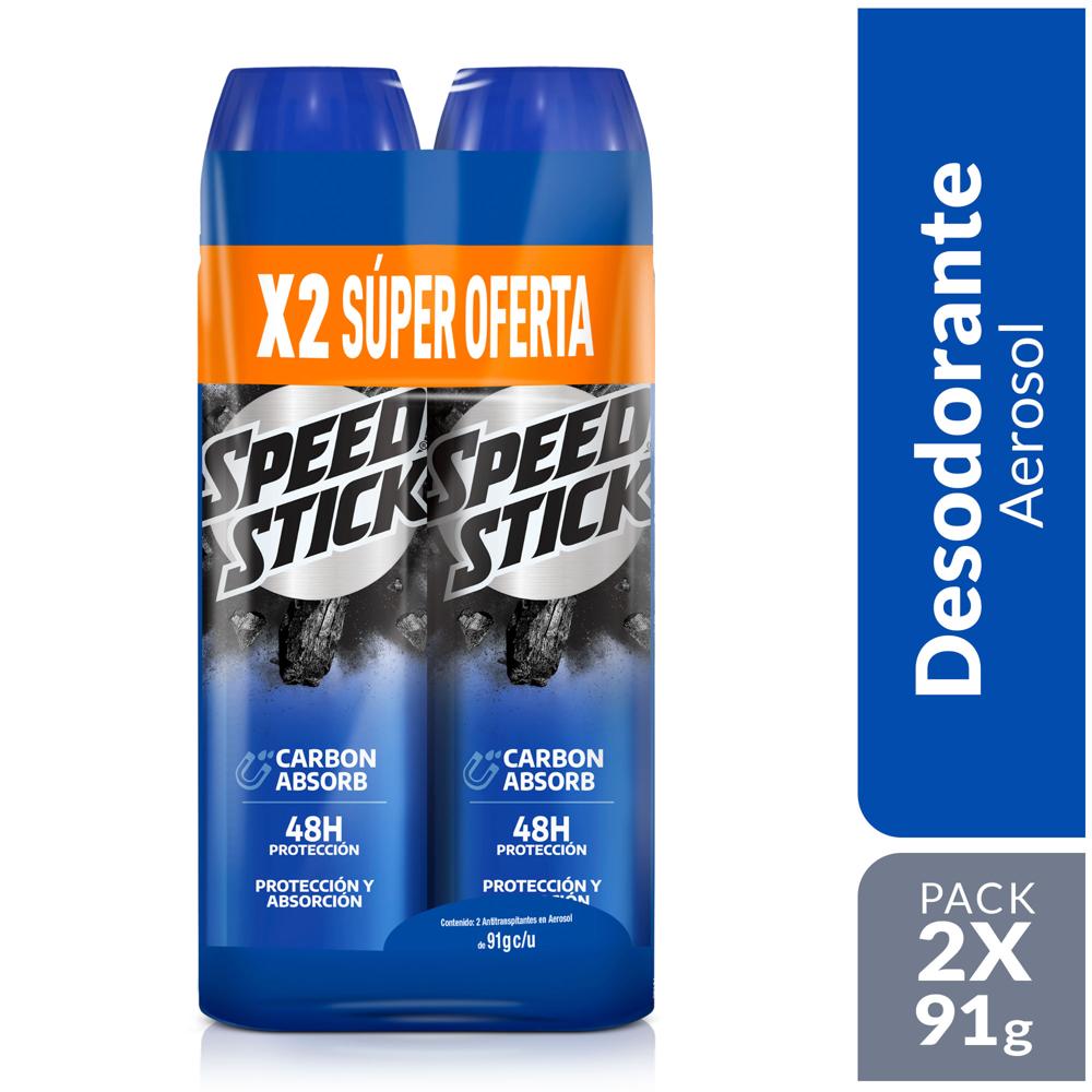Desodorante en Spray Speed Stick Carbon Absorb 2x91g 