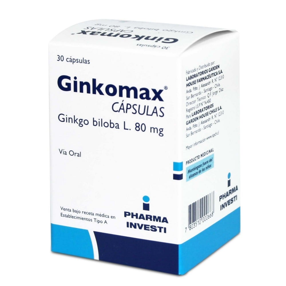Ginkomax Ginkgo Biloba 80 mg 30 Capsulas