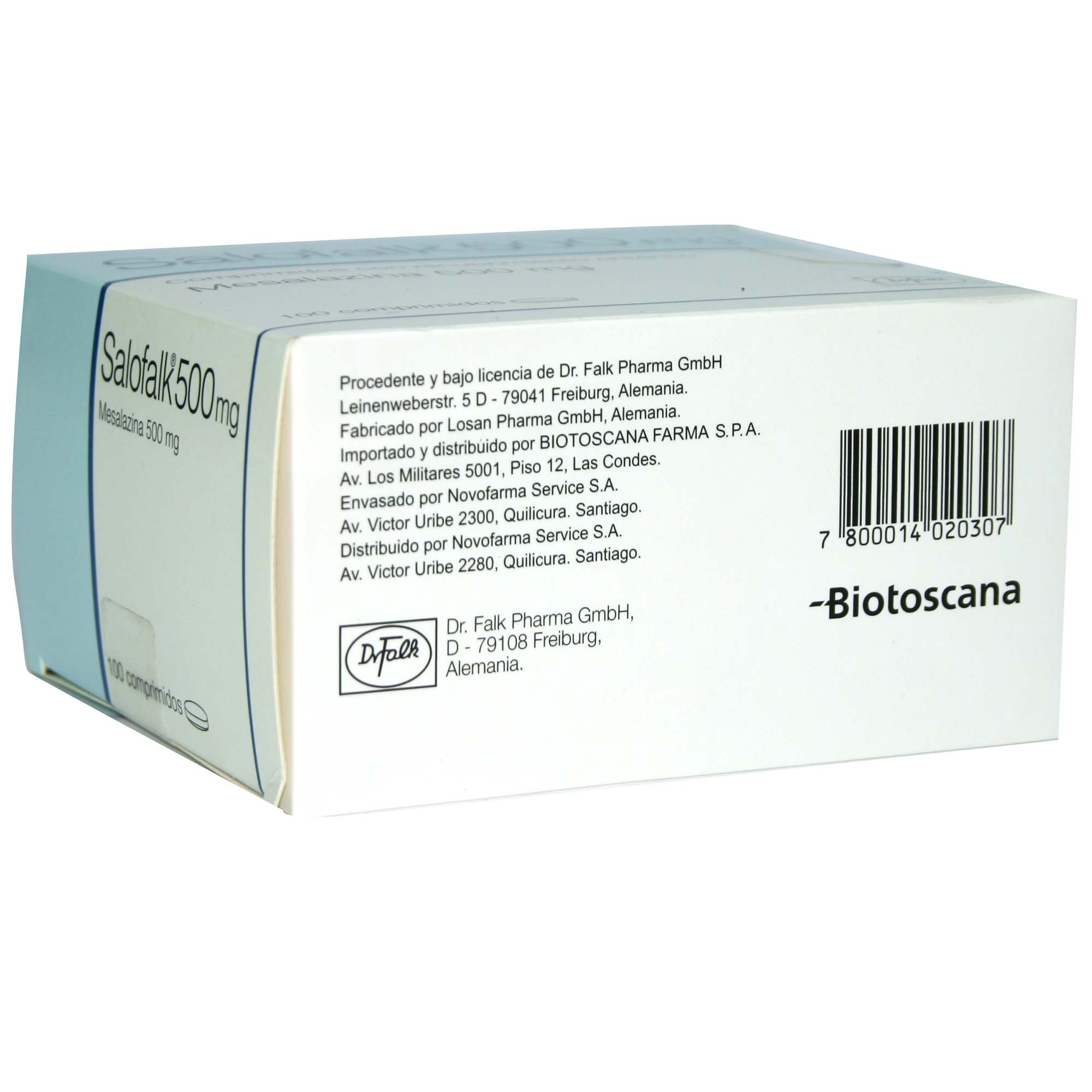Salofalk Mesalazina 500 mg 100 Comprimidos Recubierto | Cruz Verde