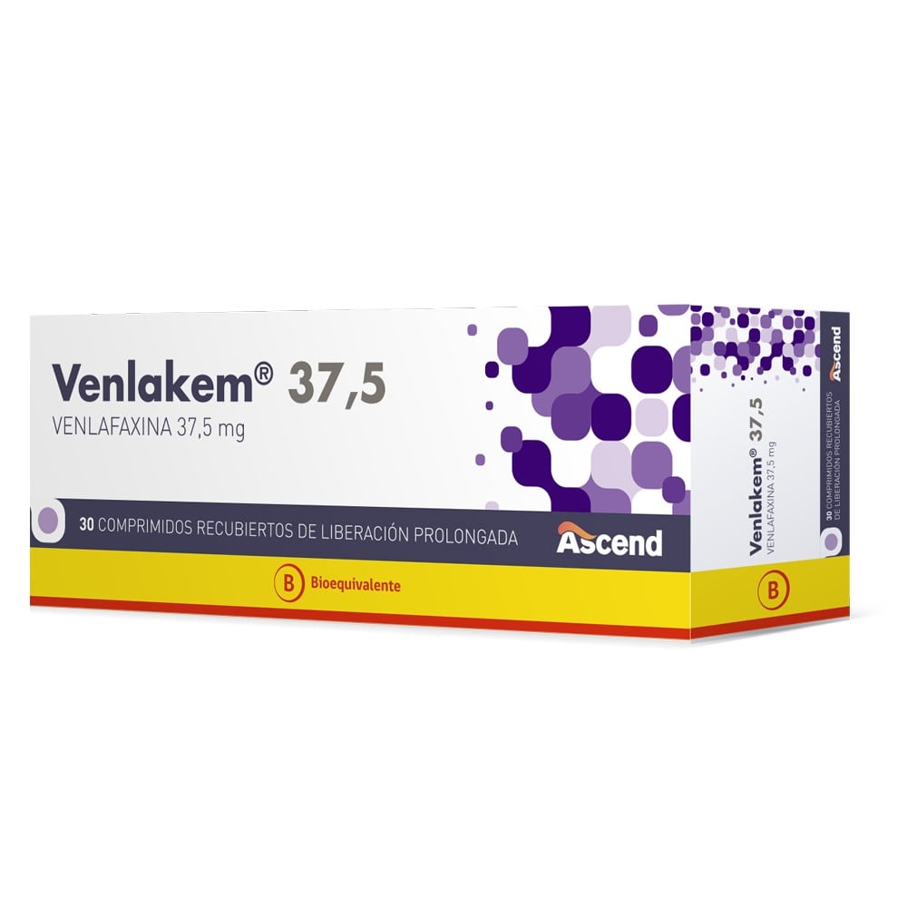 Venlakem Venlafaxina 37,5 mg 30 Comprimidos Recubiertos | Cruz Verde
