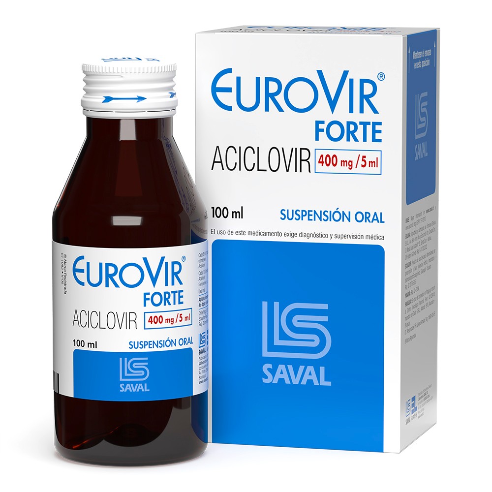 Eurovir Forte Aciclovir 400 mg/5mL Suspensión 100 mL