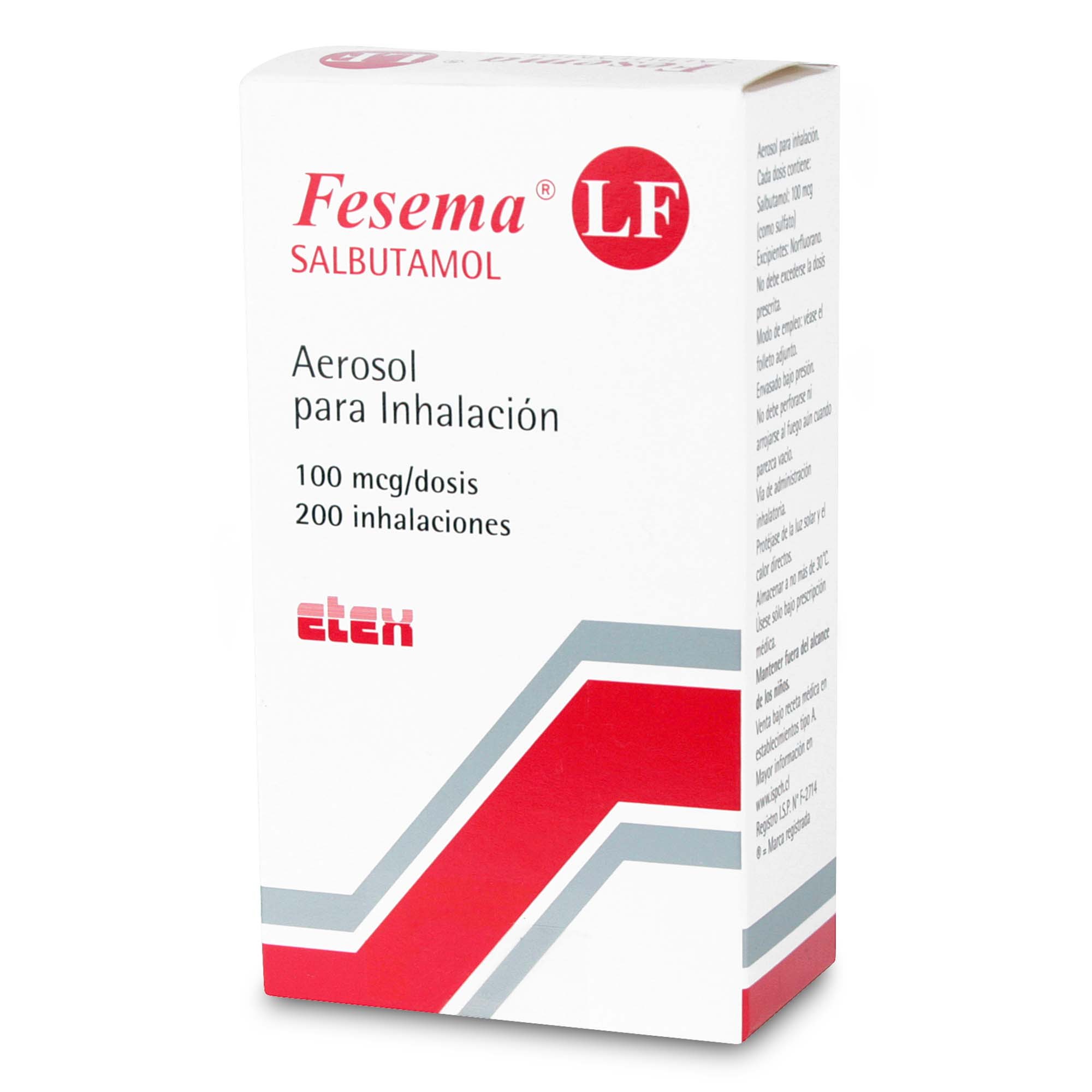 Fesema Lf Salbutamol 100 mcg/DS Inhalador Bucal 200 Dosis | Farmacias Cruz  Verde