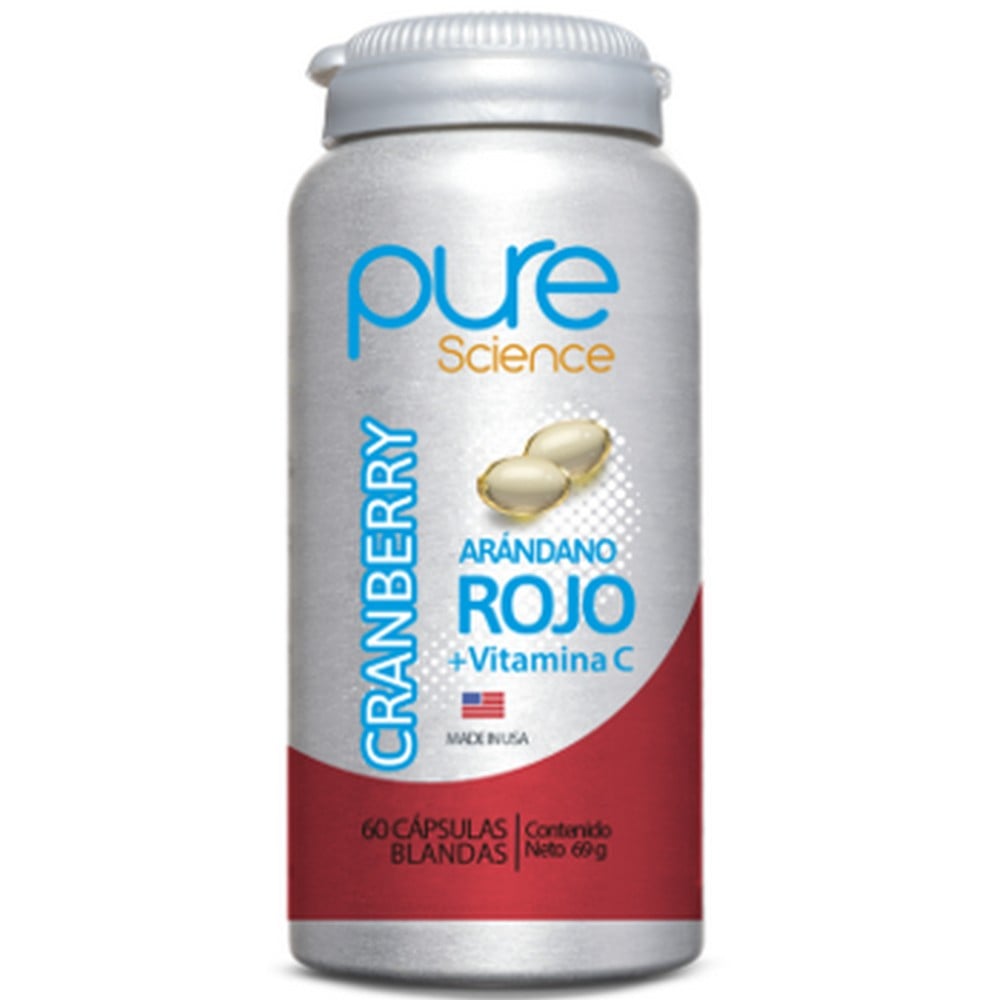 Pure Science Cranberry Arandano Rojo + Vitamina C 60 Cápsulas Blandas ...