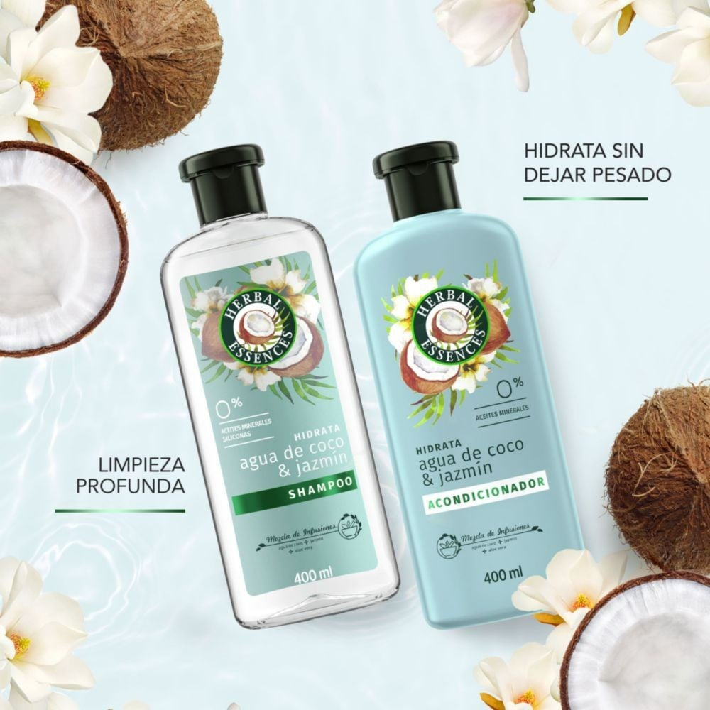 Hidrat. Agua De Coco y jazmín Shampoo 400 ml+ Acondicionador 400 ml