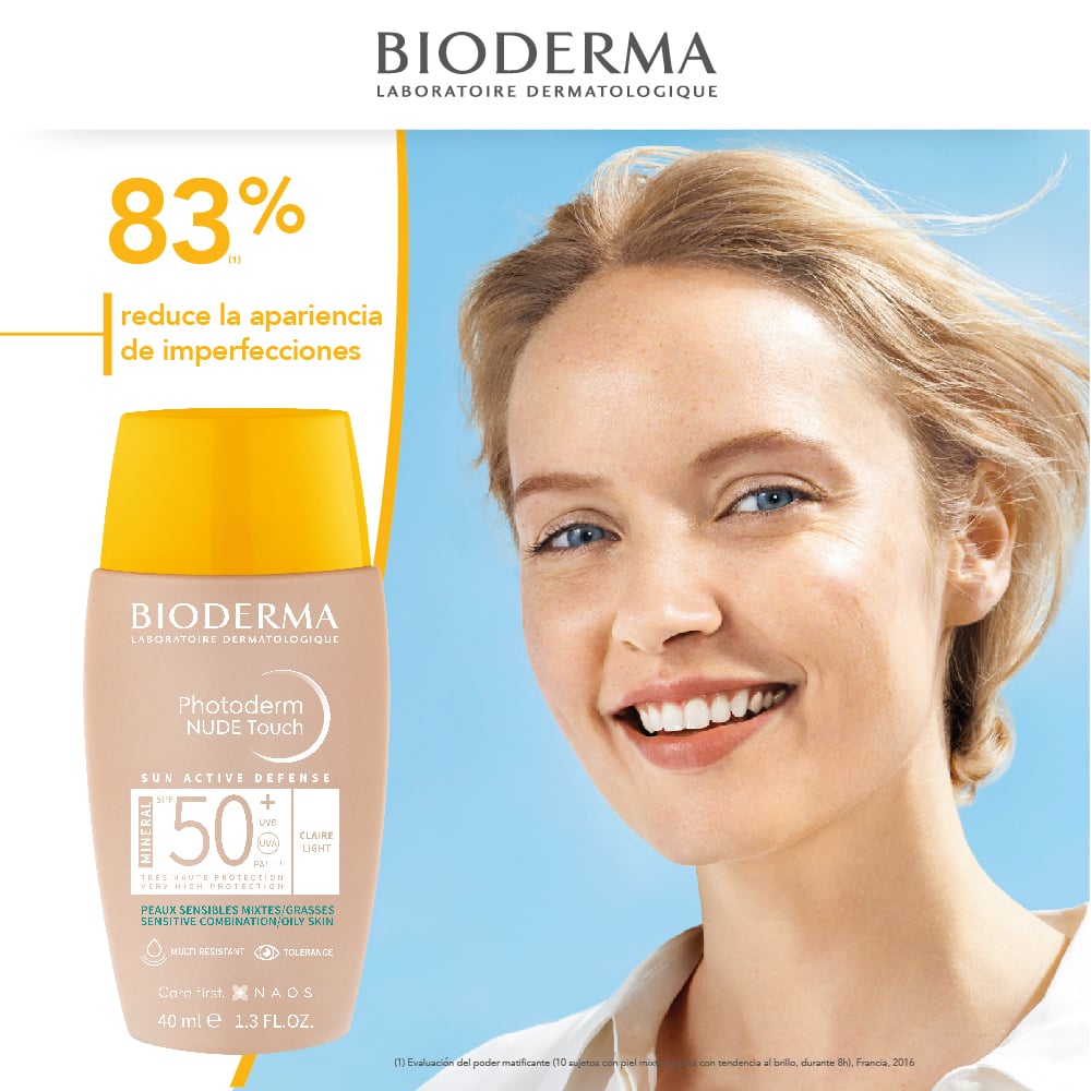 Fotoprotector nude 50+ para pieles mixtas y grasas. Tono ClaroÊ 40 ml