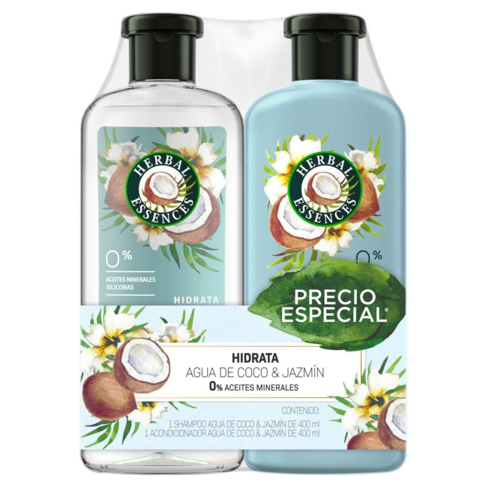 Hidrat. Agua De Coco y jazmín Shampoo 400 ml+ Acondicionador 400