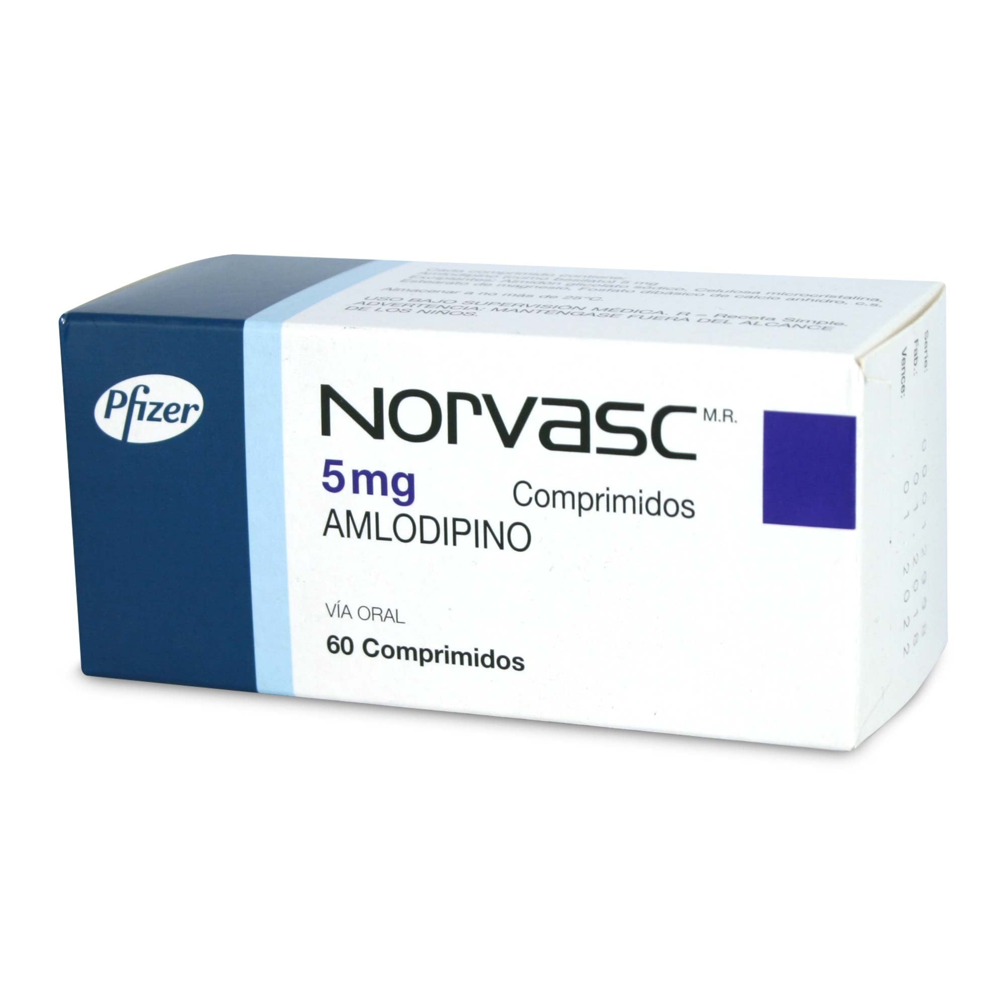 Norvasc Amlodipino 5 mg 60 Comprimidos - FarmaCompara
