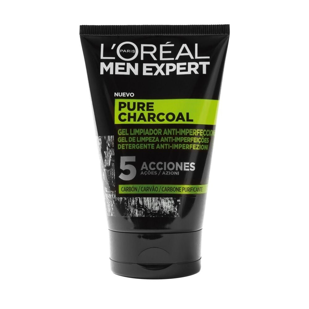 Men Expert Gel Limp.Anti-Imperfecciones Pure Charcoal 5 Acciones