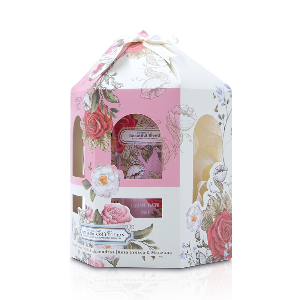Romantic Crema Bano + Shower Gel + Body Locion + Esponja