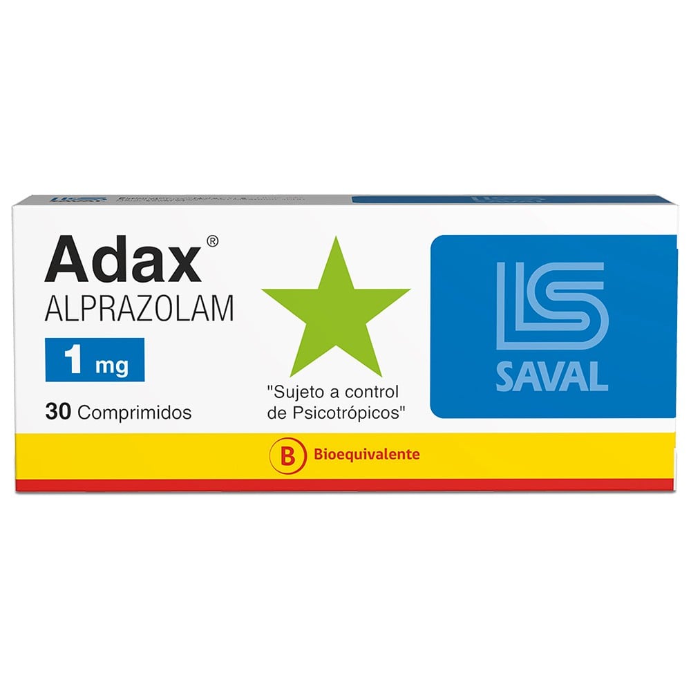 Adax Alprazolam 1 mg 30 Comprimidos