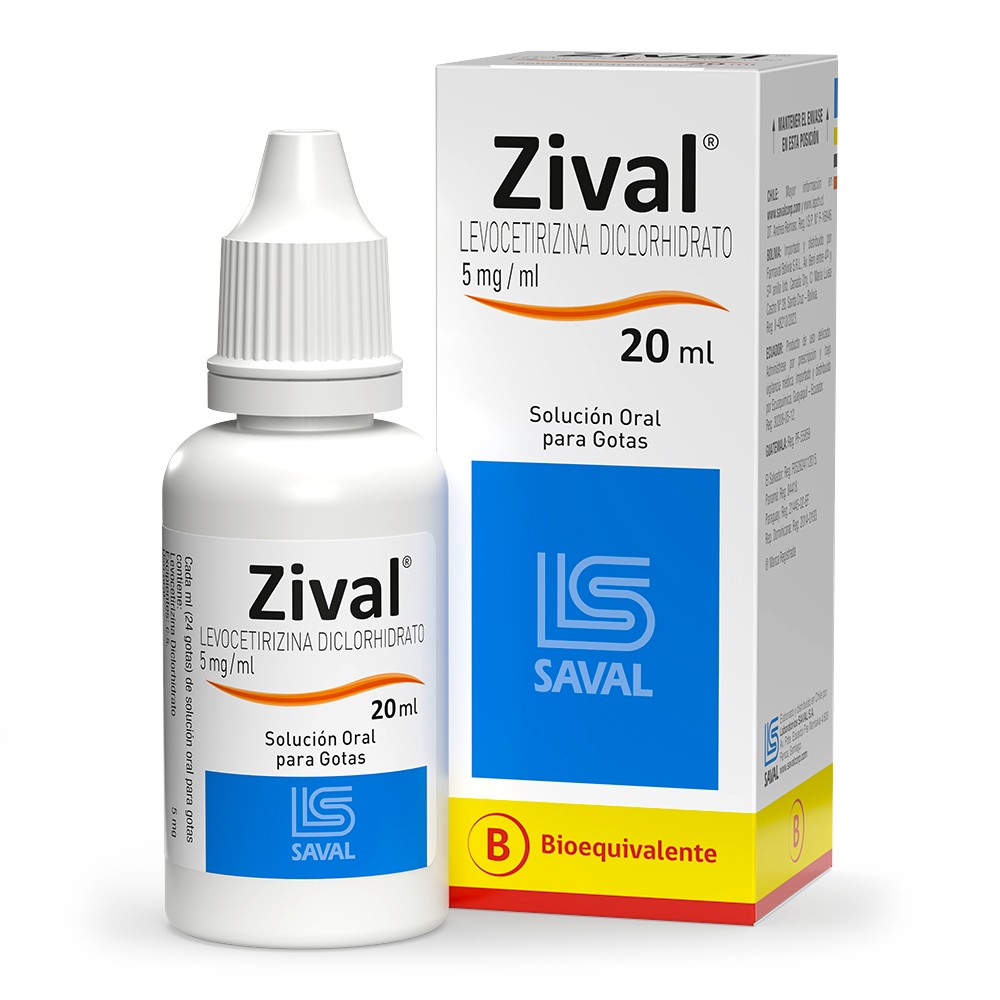 Zival Levocetirizina 5 mg / mL Solución Oral Gotas 20 mL