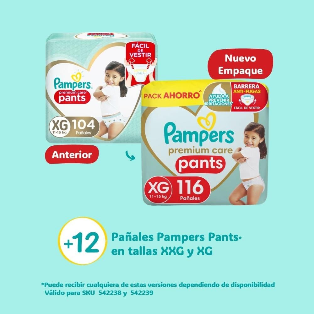Panales Premium Care Pants Talla XG, 116 Unidades