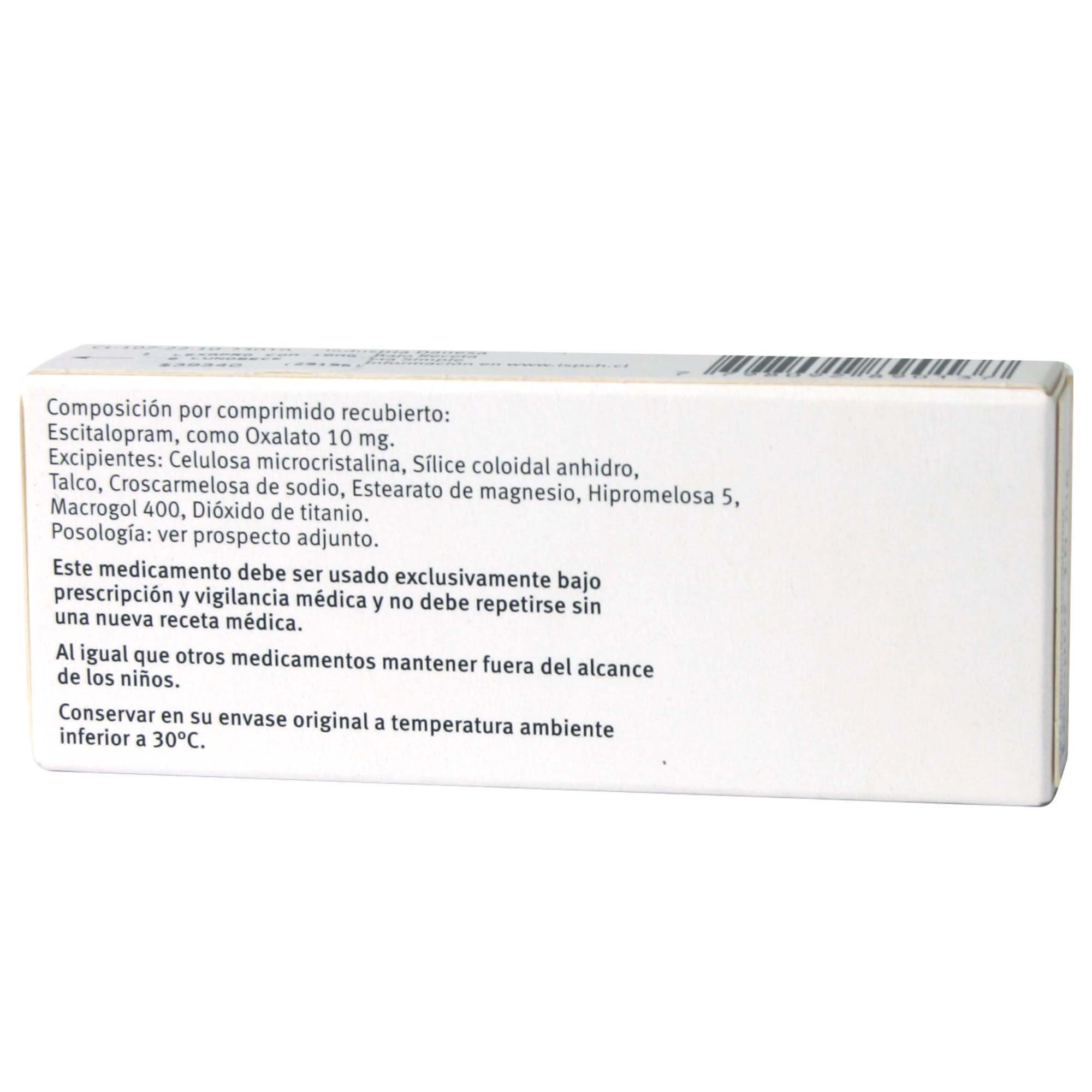 Lexapro Escitalopram 10 Mg 28 Comprimidos Recubiertos Cruz Verde