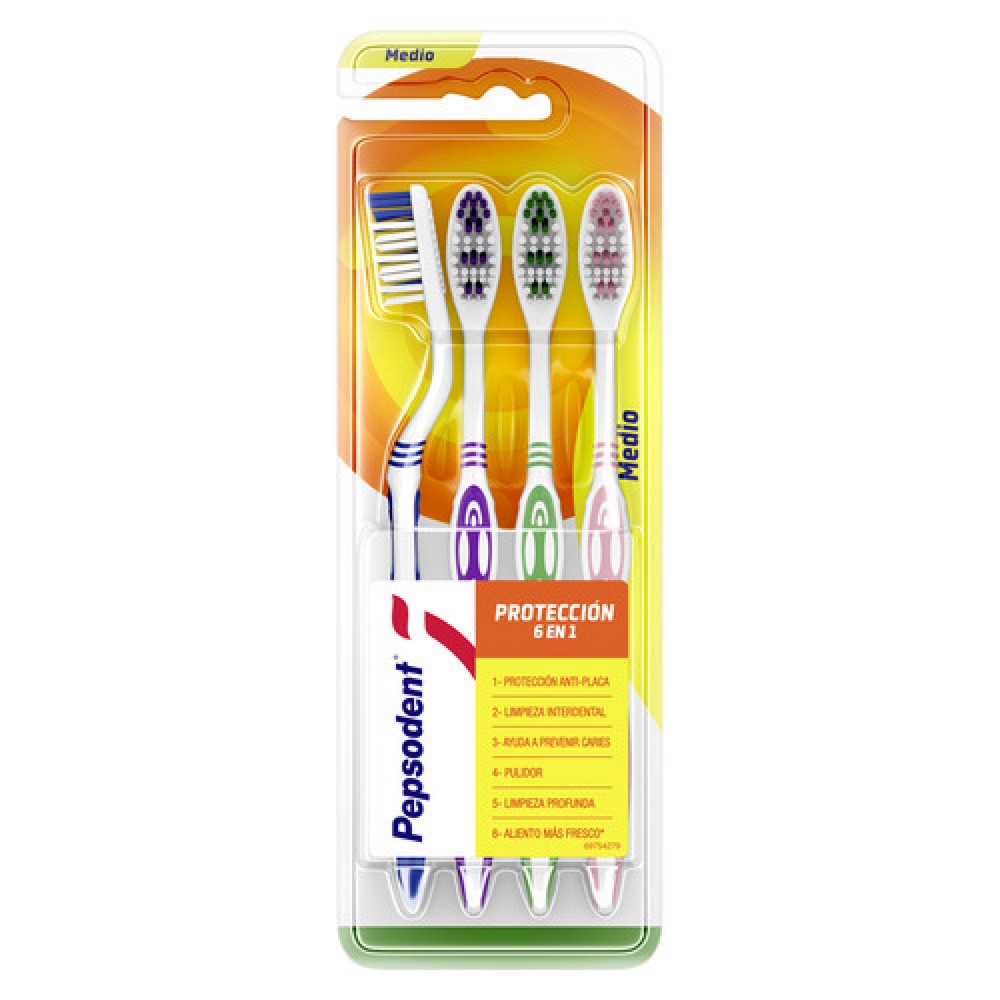 Pack de 4 Cepillos dentales Con Celdas Medias | Cruz Verde