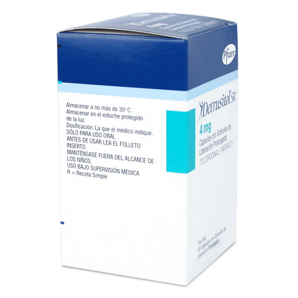 Detrusitol SR Tolterodina L-Tartrato 4 mg 30 Cápsulas | Cruz Verde