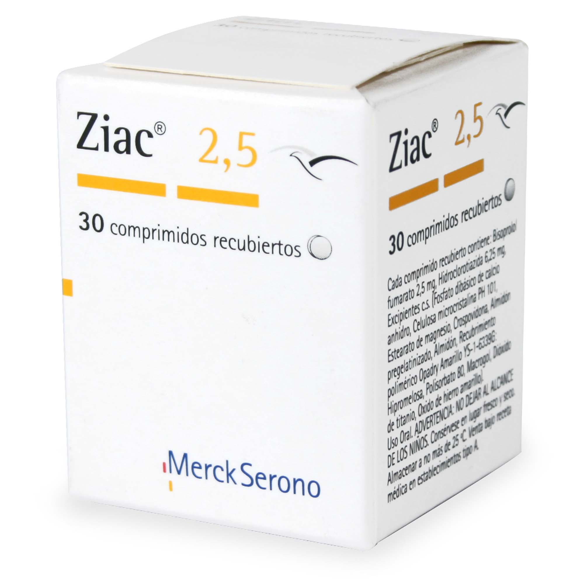 Ziac Bisoprolol 2,5 mg 30 Comprimidos Recubiertoss - FarmaCompara