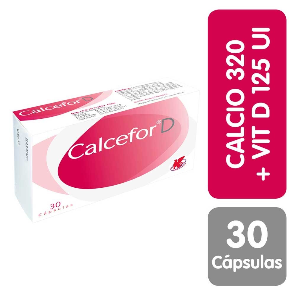 Calcefor D Calcio 320 mg Vitamina D3 1,25 mg 30 Cápsulas