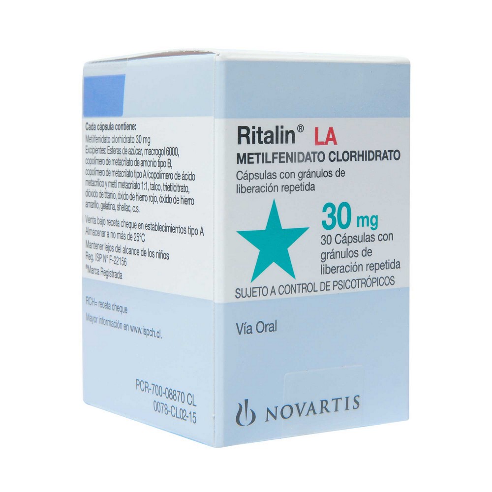 Ritalin Metilfenidato 10 mg 30 Comprimidos | Farmacias Cruz Verde