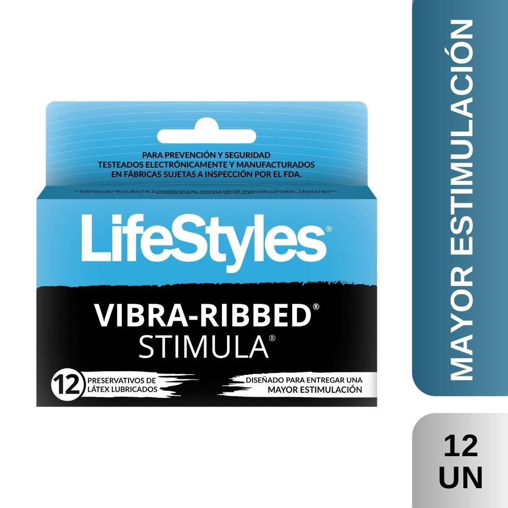 Lifestyles-vibraribbed-stimula-12-preservativos