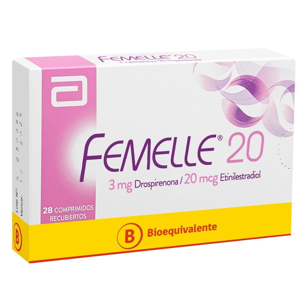 Femelle 20 Drospirenona 3 mg Etinilestradiol 20 mcg 28 Comprimidos Recubiertos