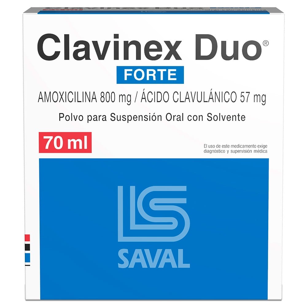 Clavinex Duo Forte Amoxicilina 57 mg Suspension 70 mL
