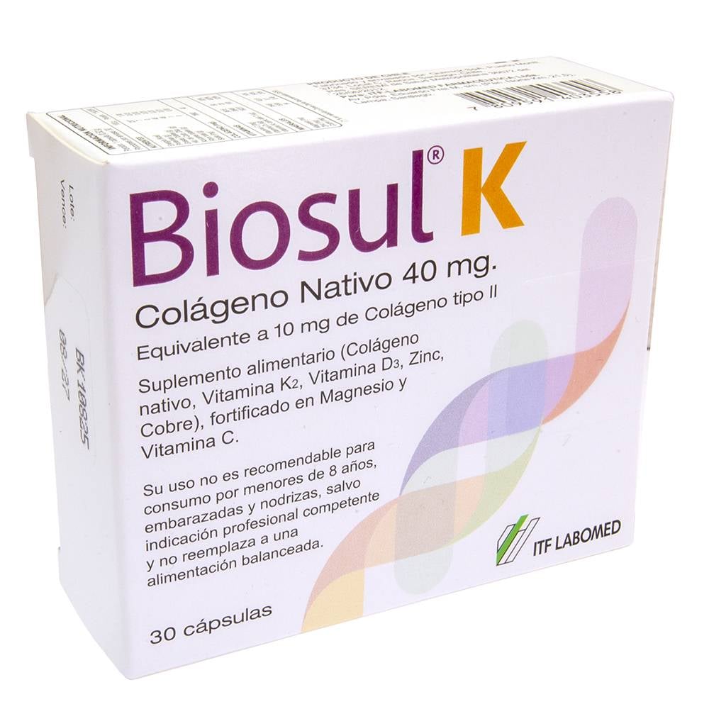 Biosul K Colágeno Nativo Tipo Ii 40Mg X 30 Cáp | Cruz Verde