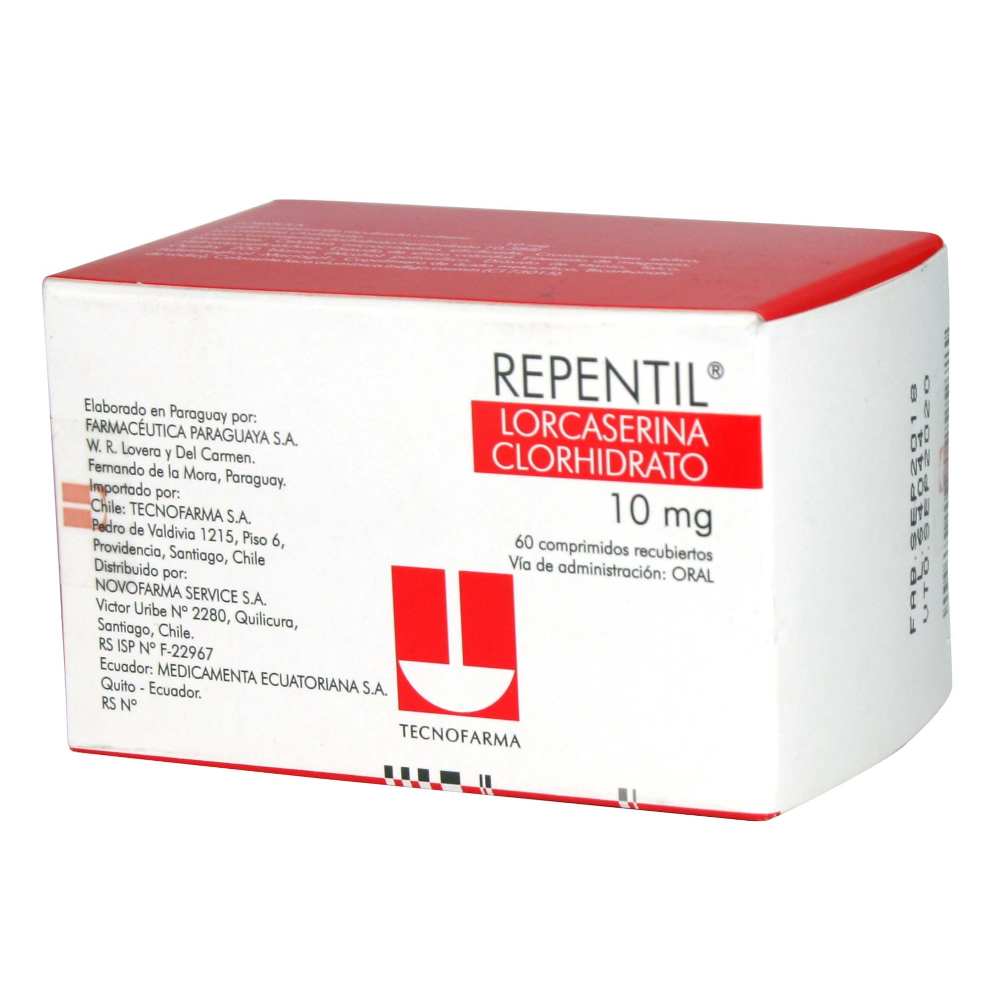 Repentil Lorcaserina 10 mg 60 Comprimidos Recubierto | Farmacias Cruz Verde