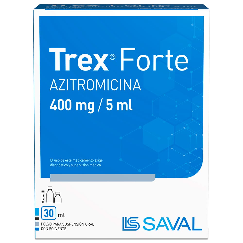 Trex Forte Azitromicina 400 mg / 5 mL Suspension Oral con Solvente 30 mL
