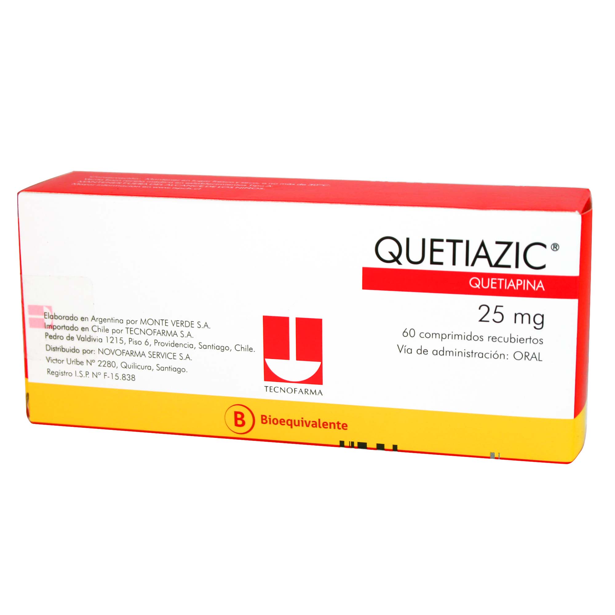 Quetiazic Quetiapina 25 mg 60 Comprimidos Recubierto | Farmacias Cruz Verde