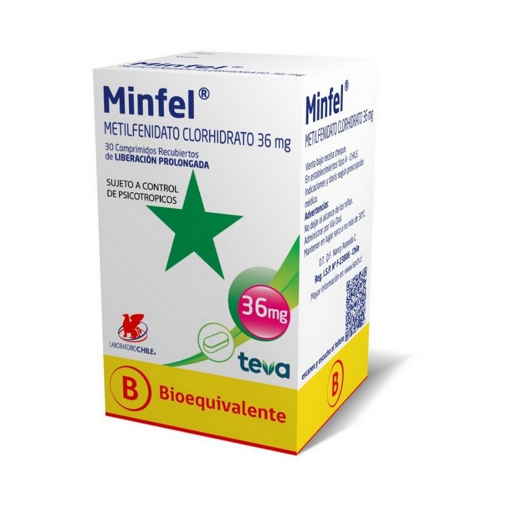 Minfel Metilfenidato 36 mg 30 Comprimidos
