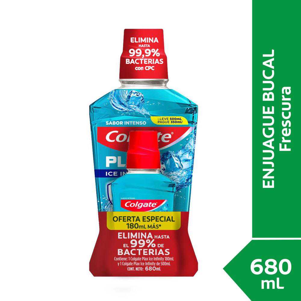 Plax Ice Infinity Enjuague Bucal 500 mL + Plax Ice Infinity 180 mL