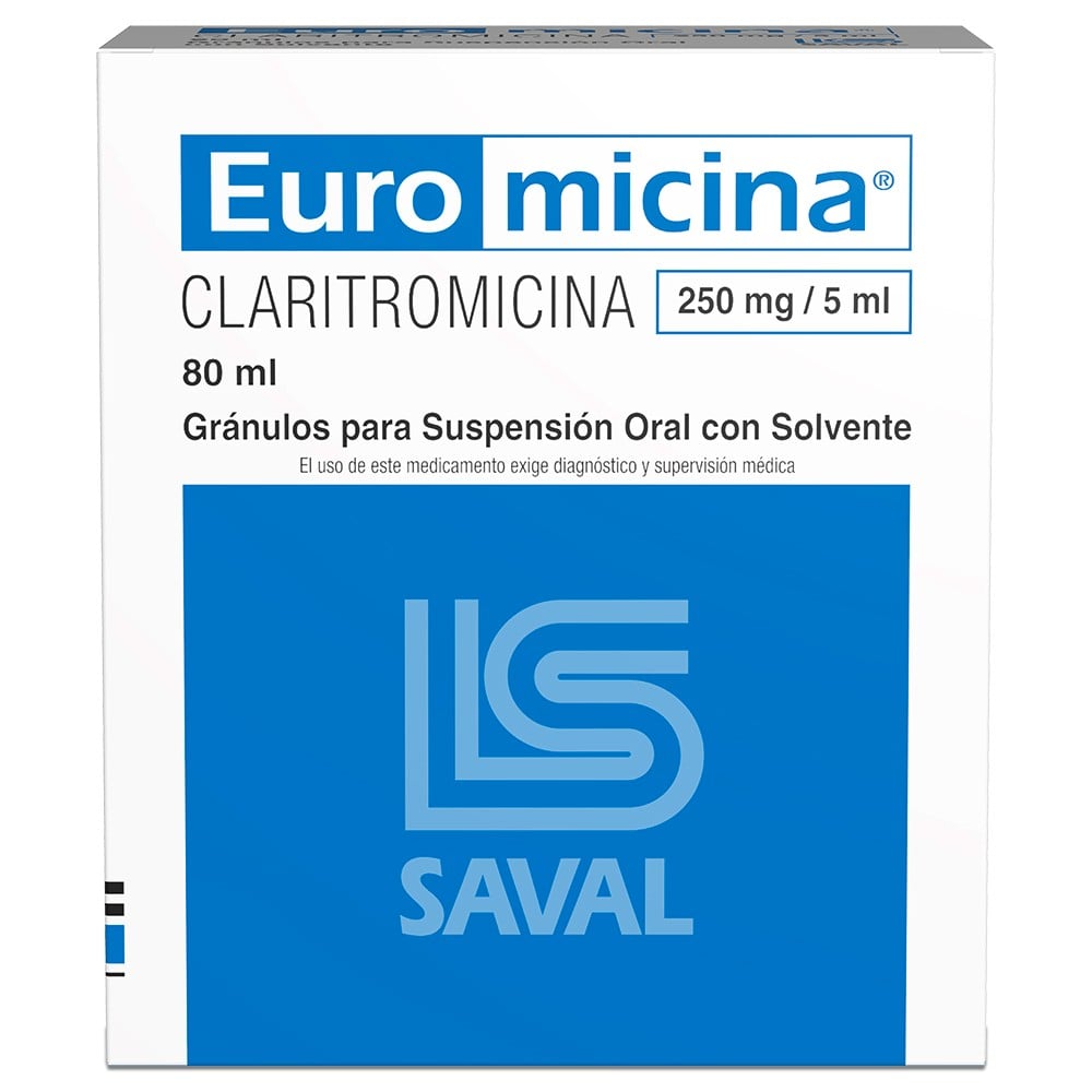 Euromicina Claritromicina 250 mg/5mL Suspension 80 mL