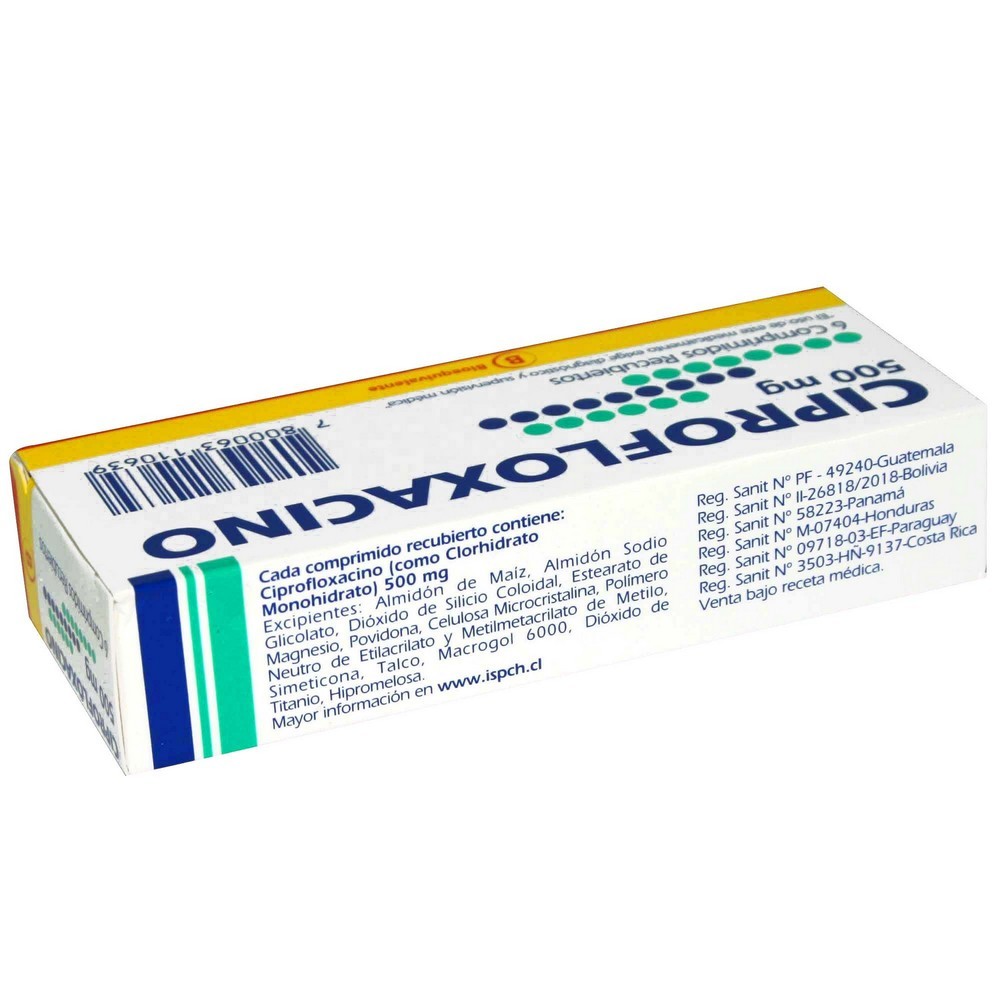 Ciprofloxacino 500 mg 6 Comprimidos | Farmacias Cruz Verde