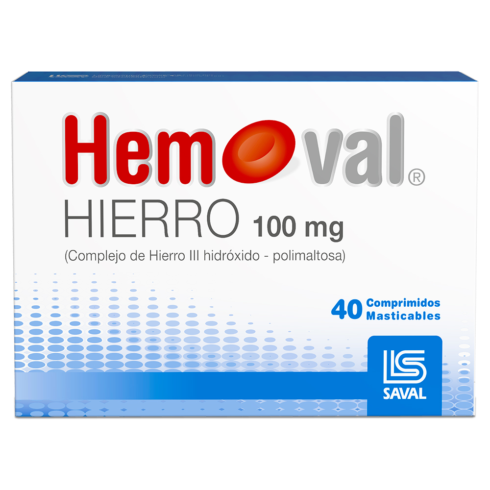 Hemoval Hierro 100 mg 40 Comprimidos Masticables