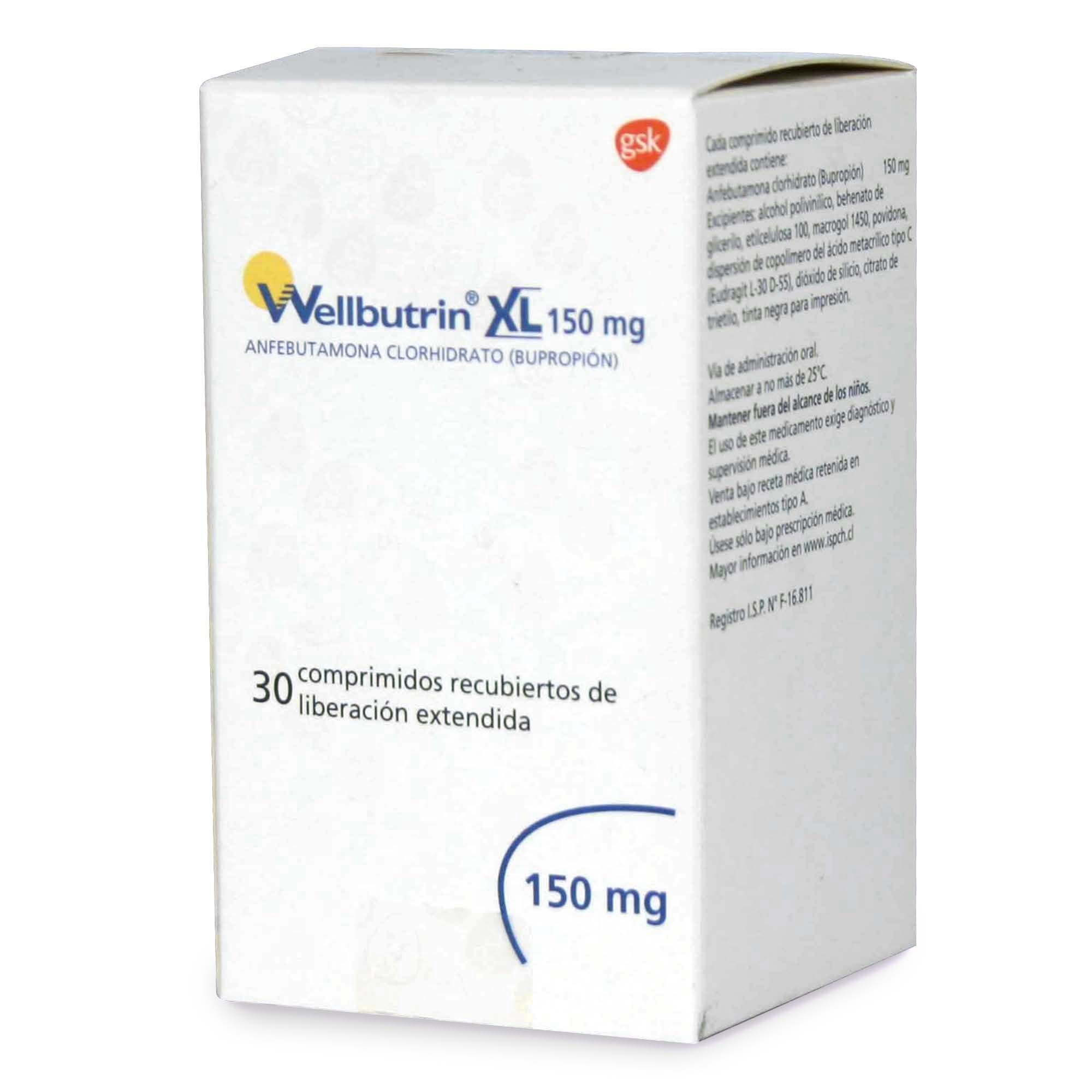 Wellbutrin Xl Bupropion Anfebutamona 150 mg 30 Comprimidos