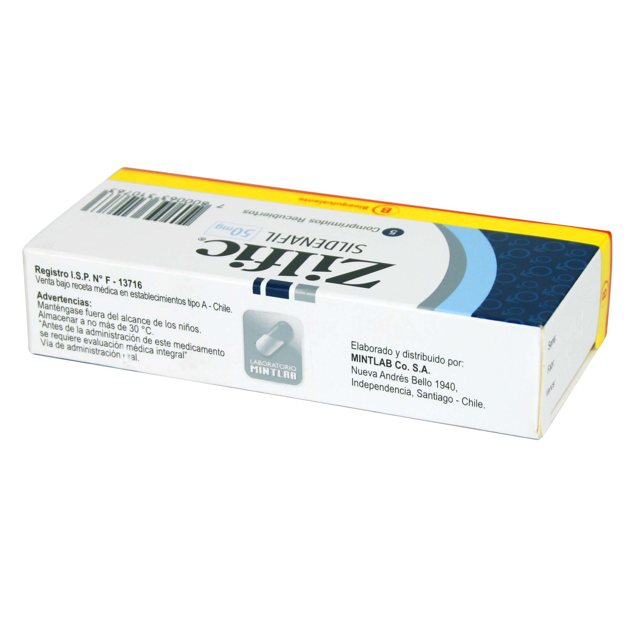 Zilfic Sildenafil 50 mg 5 Comprimidos Recubiertos | Farmacias Cruz Verde